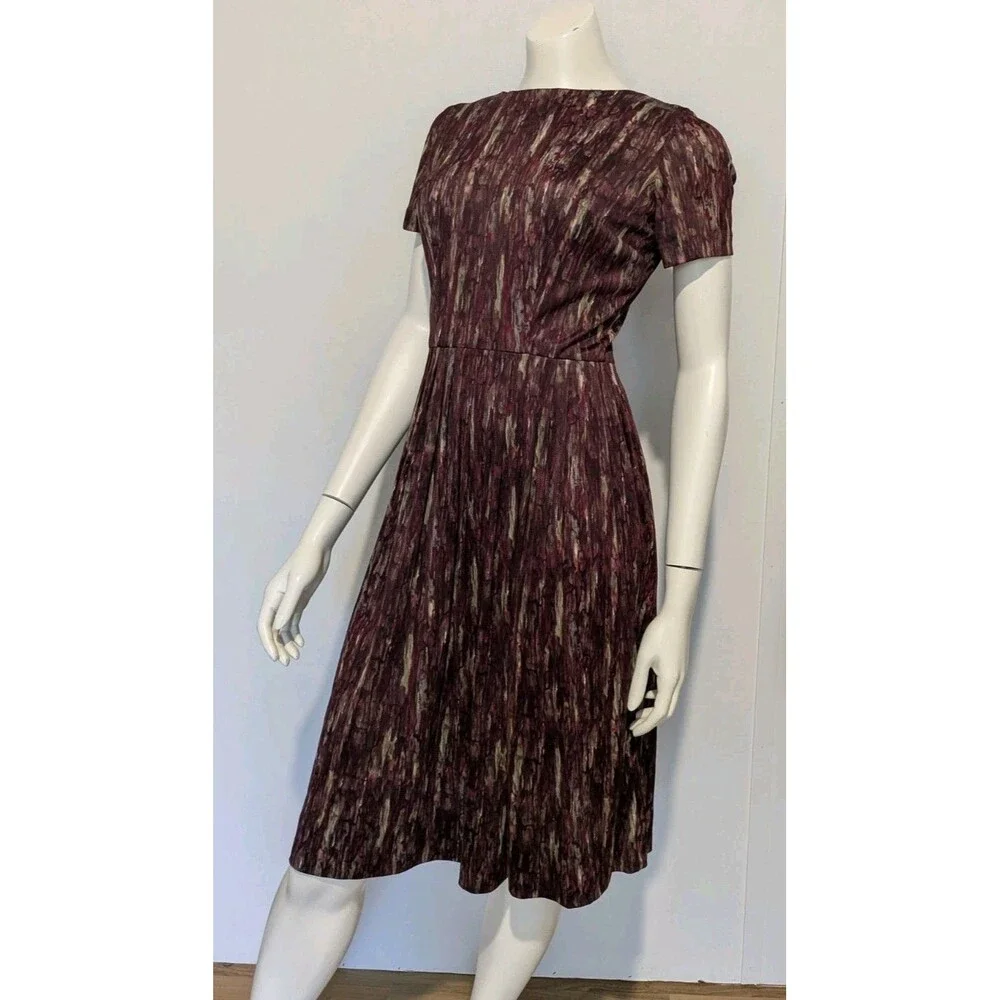 Patty Petite Vintage 50s Dress Set Jacket Fit Flare S B36 Red Flame Pleated